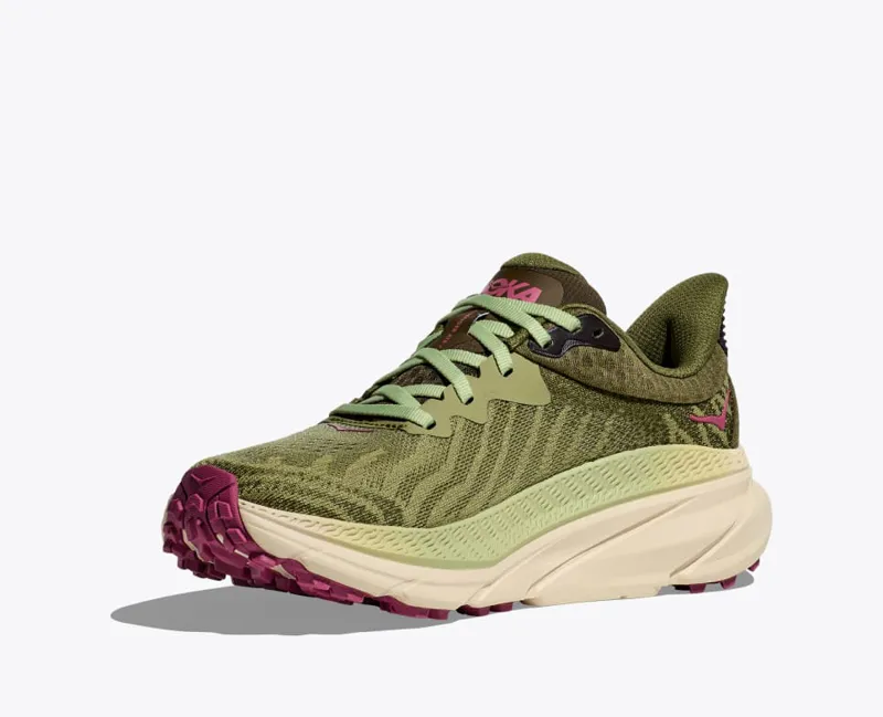 HOKA Challenger 7 WIDE Women's Road/Trail Running Shoe in Forest Floor/Beet Root-6