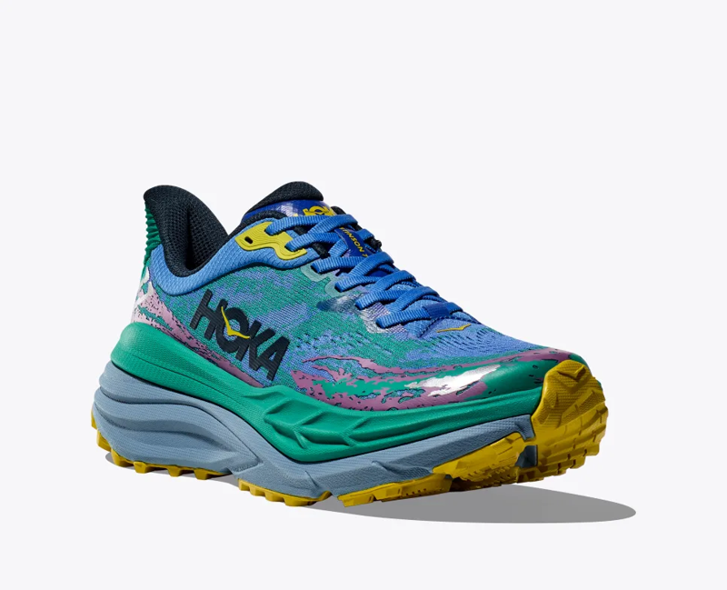 HOKA Stinson 7 Men's Trail Running Shoe in Virtual Blue/Tech Green-7