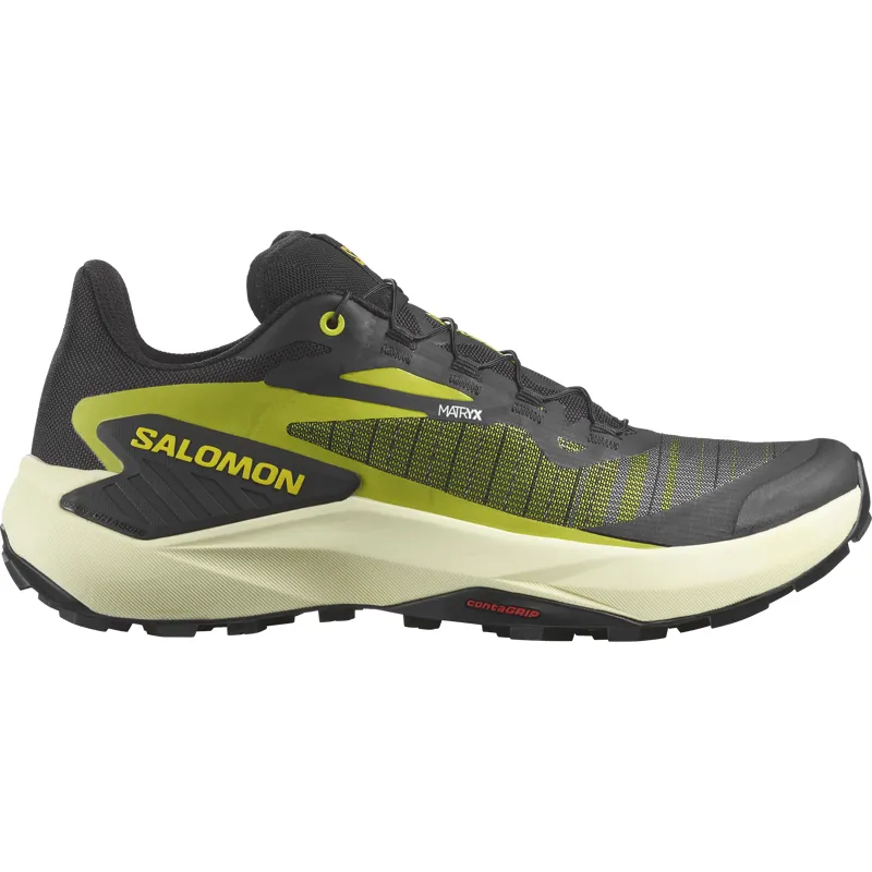 Salomon Genesis Men's Trail Running Shoe in Black/Sulphur Spring/Transparent Yellow