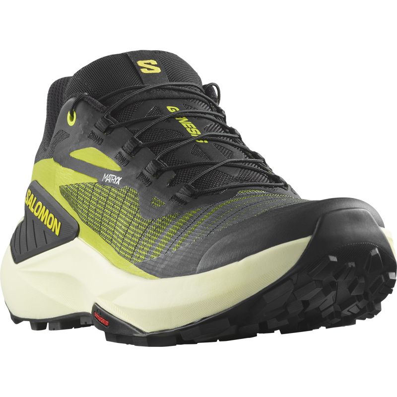 Salomon Genesis Men's Trail Running Shoe in Black/Sulphur Spring/Transparent Yellow-5