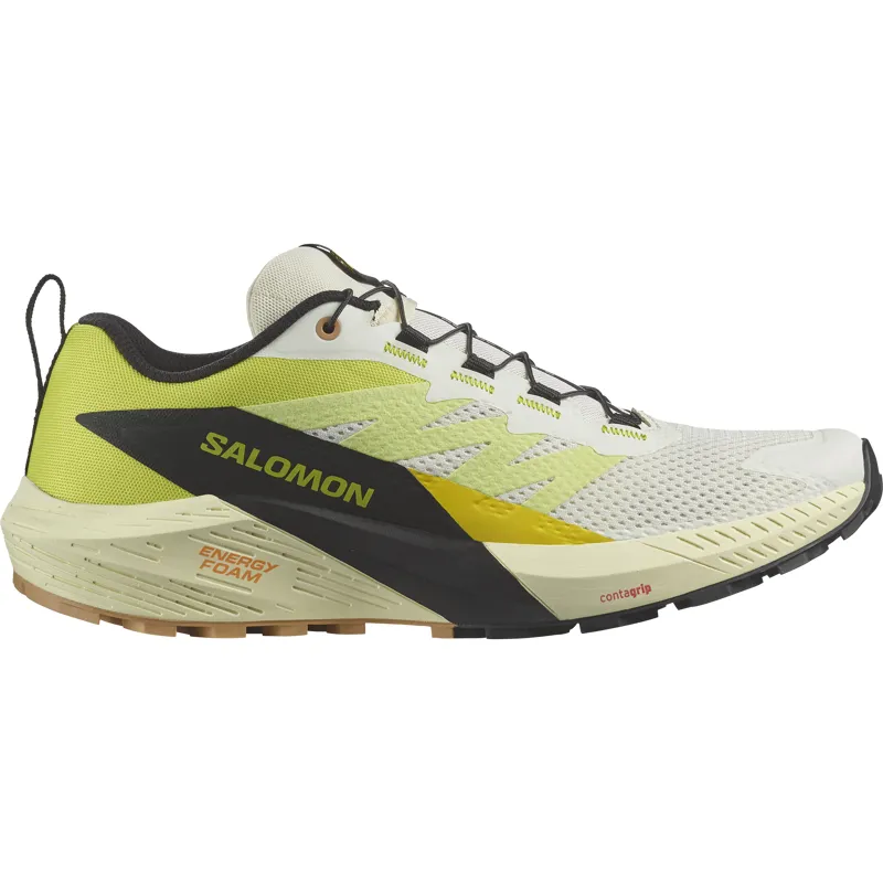 Salomon Sense Ride 5 Men's Trail Running Shoe in Vanilla Ice/Sulphur Spring/Black