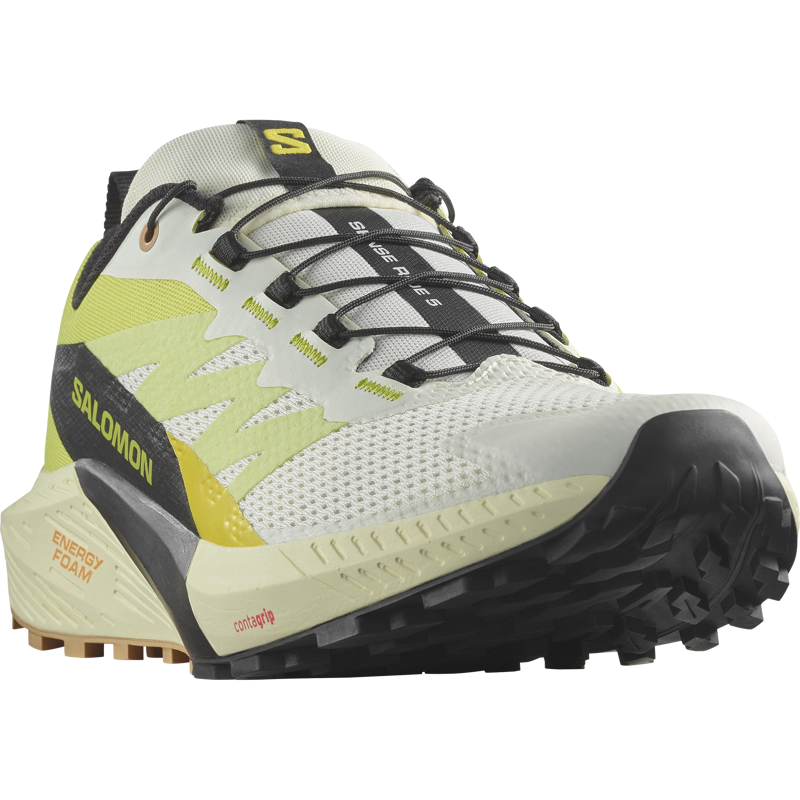 Salomon Sense Ride 5 Men's Trail Running Shoe in Vanilla Ice/Sulphur Spring/Black-5