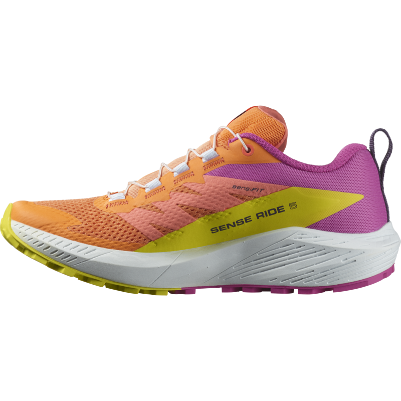 Salomon Sense Ride 5 Women's Trail Running Shoe in Bird Of Paradise/White/Sulphur Spring-3