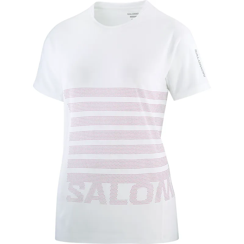 Salomon Sense Aero SS GFX Women's Running T-Shirt in White/Beetroot Purple