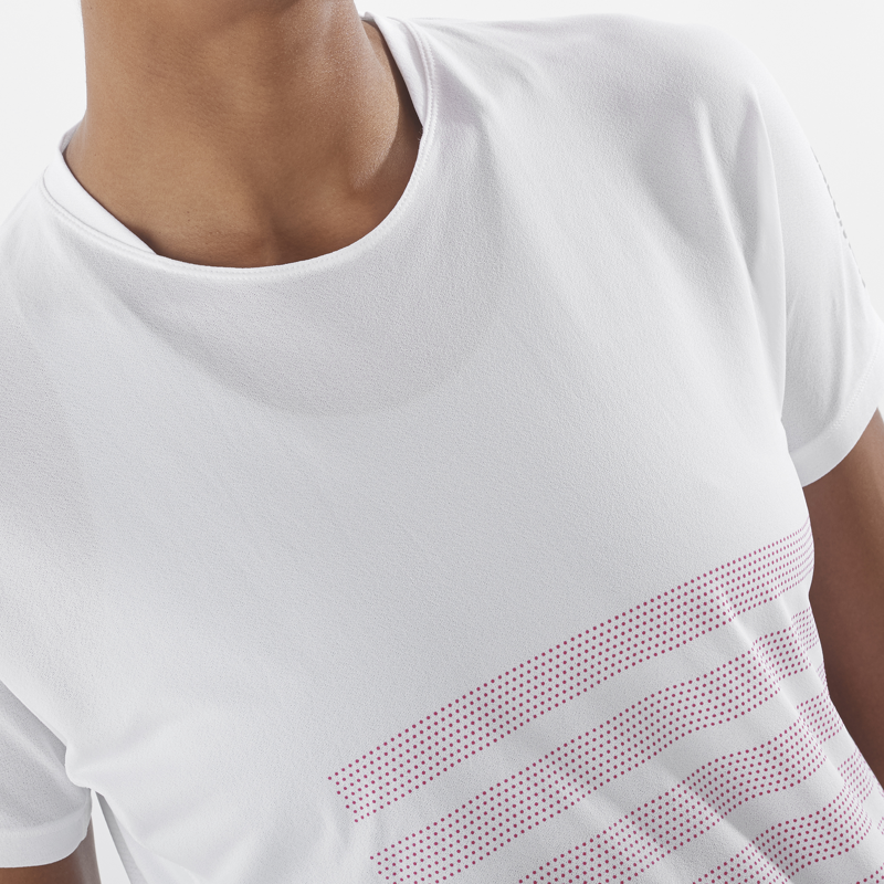 Salomon Sense Aero SS GFX Women's Running T-Shirt in White/Beetroot Purple-3