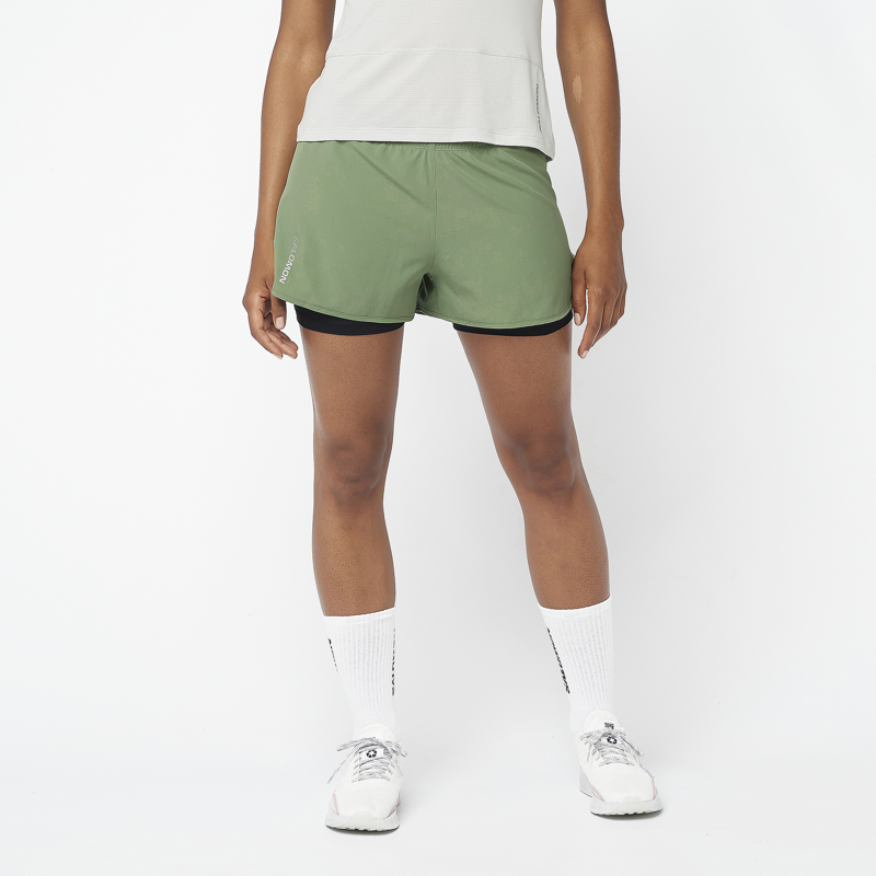 Salomon Cross 2in1 Women's Running Short in Laurel Wreath-1
