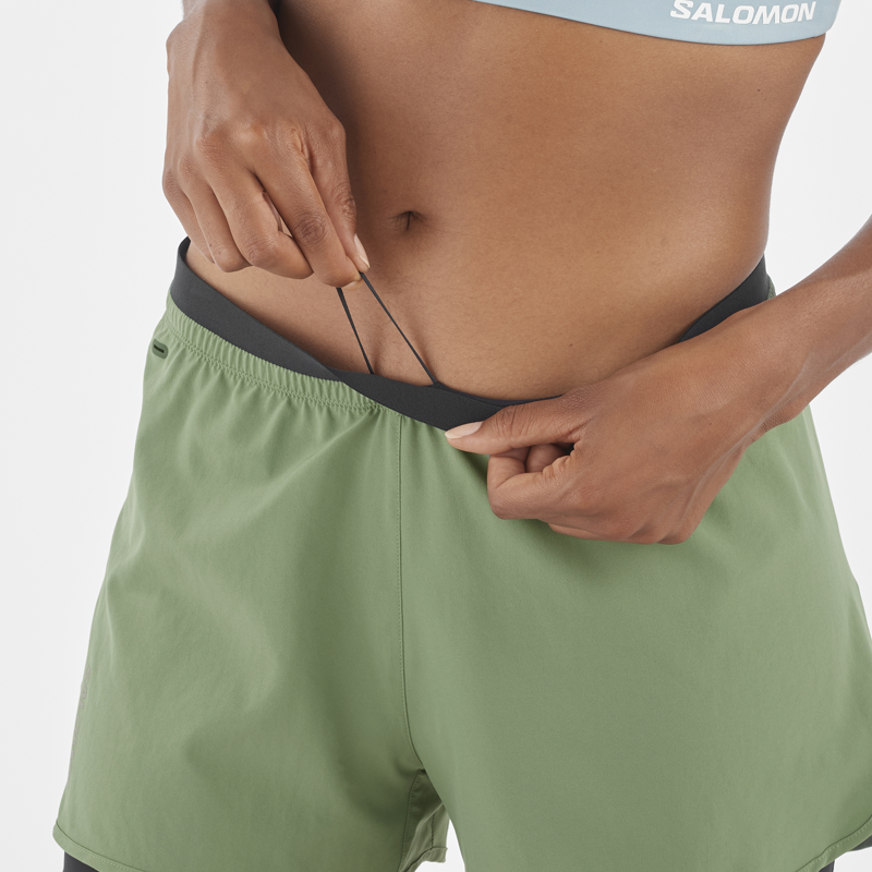 Salomon Cross 2in1 Women's Running Short in Laurel Wreath-5