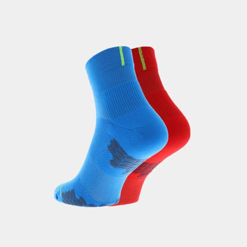 Inov8 Men's TrailFly Sock Mid Twin Pack in Blue/Red-1