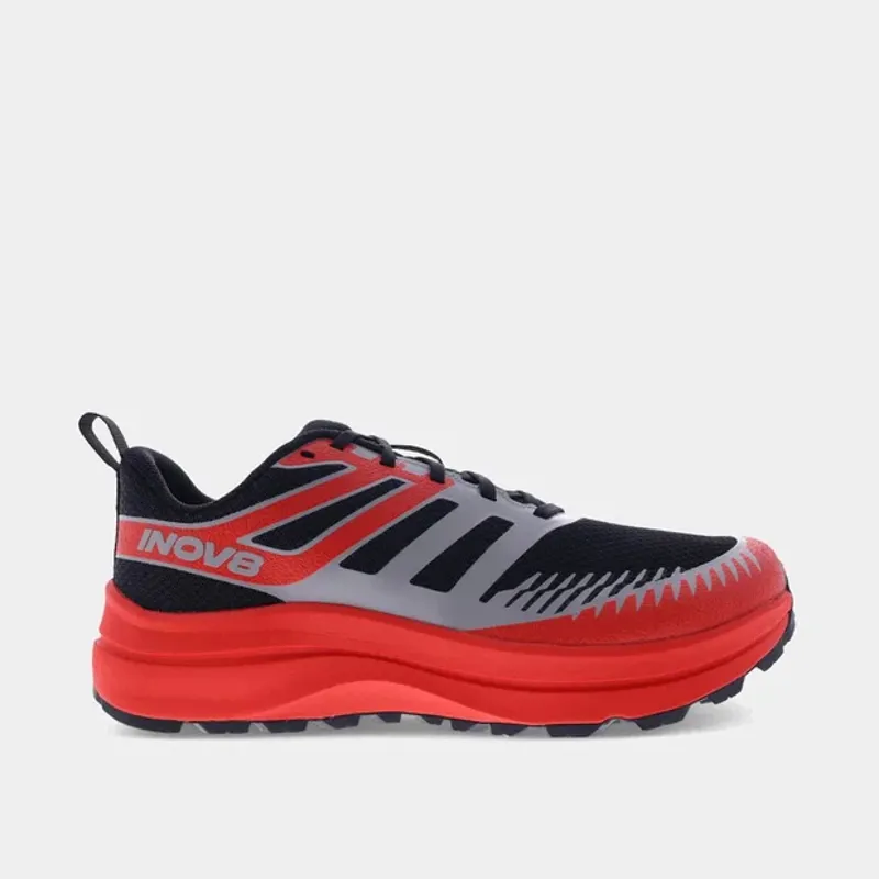 Inov8 TrailFly Max WIDE Men's Trail Running Shoe in Black/Light Grey/Red