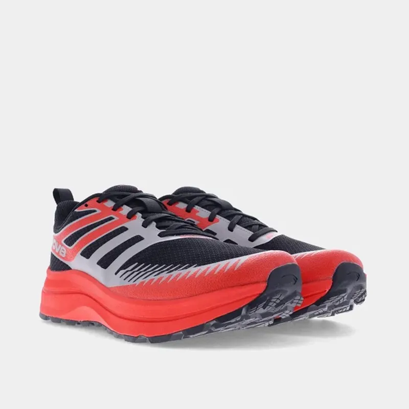Inov8 TrailFly Max WIDE Men's Trail Running Shoe in Black/Light Grey/Red-5