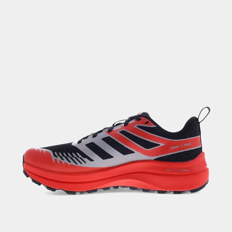 Inov8 TrailFly Max WIDE Men's Trail Running Shoe in Black/Light Grey/Red-2