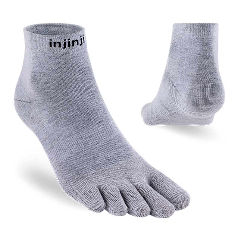 Injinji Liner Mini-Crew Hiking Socks in Heather Gray-1