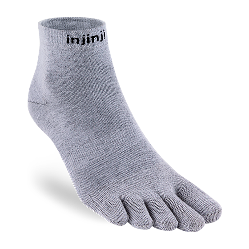 Injinji Liner Mini-Crew Hiking Socks in Heather Gray
