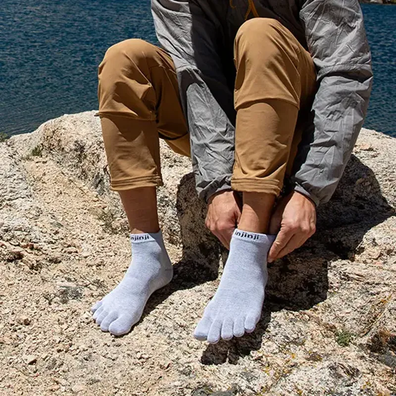 Injinji Liner Mini-Crew Hiking Socks in Heather Gray-2