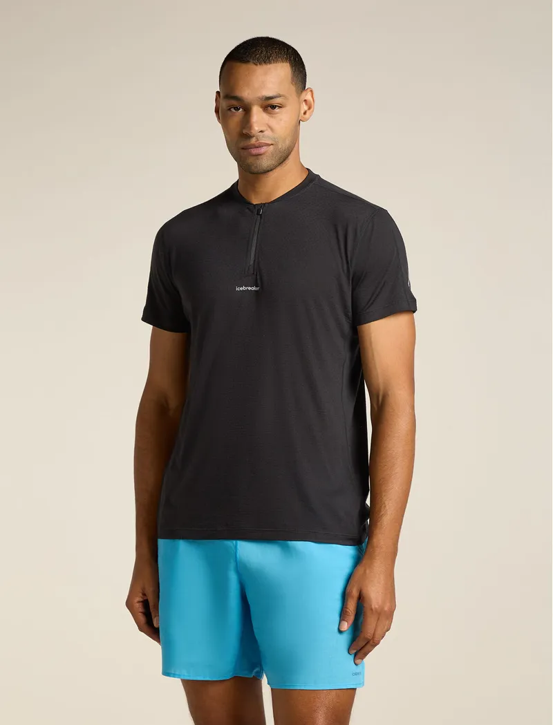 Icebreaker Merino Blend 125 Cool-Lite Speed Short Sleeve Quarter Zip Men's Baselayer in Black