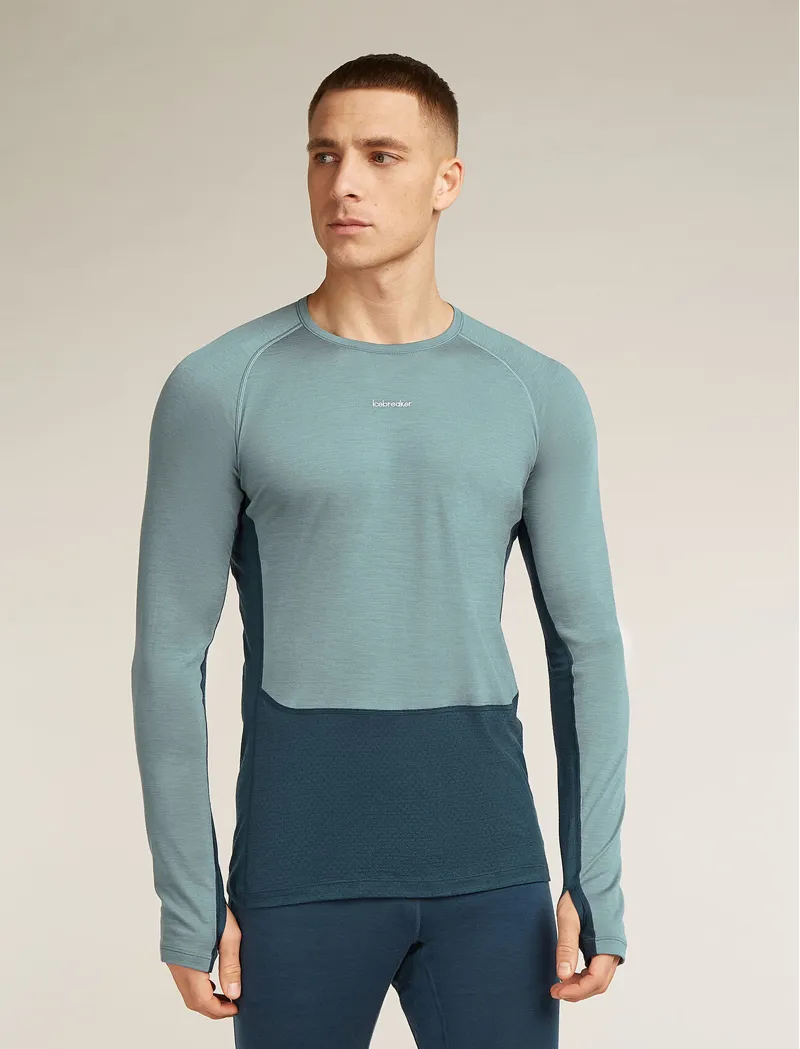 Icebreaker Merino Blend 125 ZoneKnit Long Sleeve Crewe Thermal Top Men's Baselayer in Abyss/Blue Ash