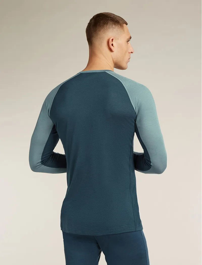 Icebreaker Merino Blend 125 ZoneKnit Long Sleeve Crewe Thermal Top Men's Baselayer in Abyss/Blue Ash-4