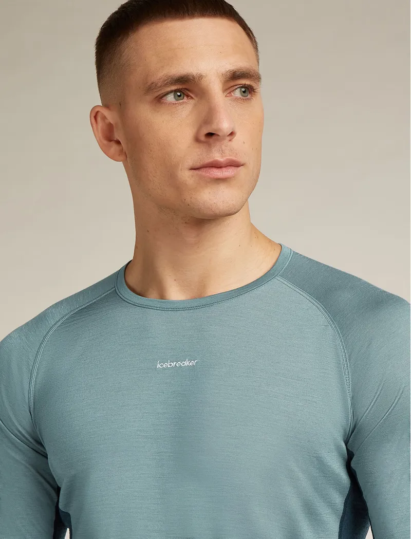 Icebreaker Merino Blend 125 ZoneKnit Long Sleeve Crewe Thermal Top Men's Baselayer in Abyss/Blue Ash-3