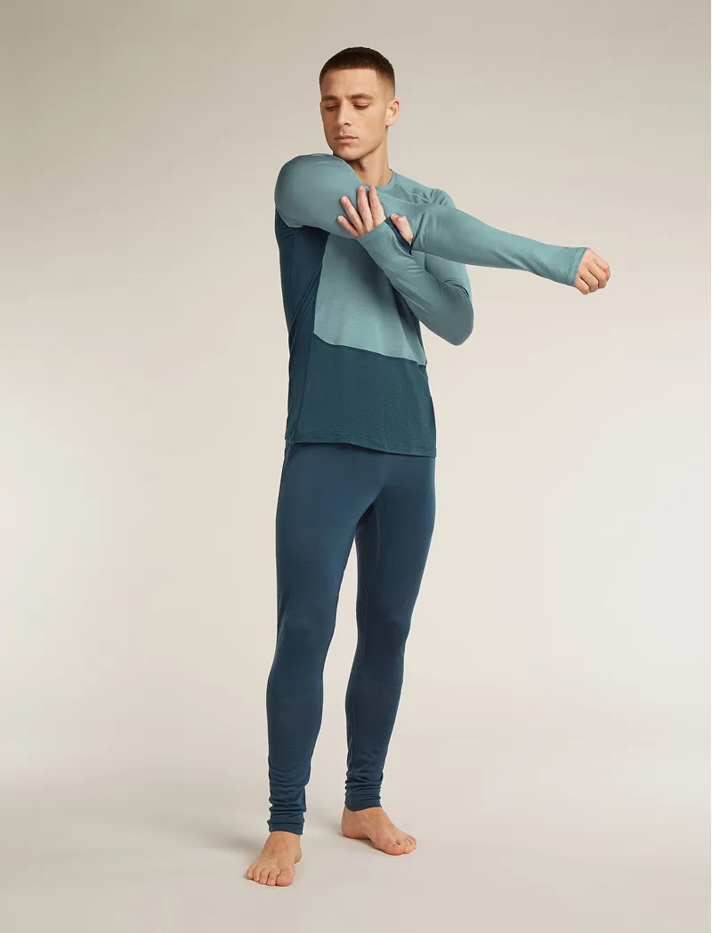 Icebreaker Merino Blend 125 ZoneKnit Long Sleeve Crewe Thermal Top Men's Baselayer in Abyss/Blue Ash-1