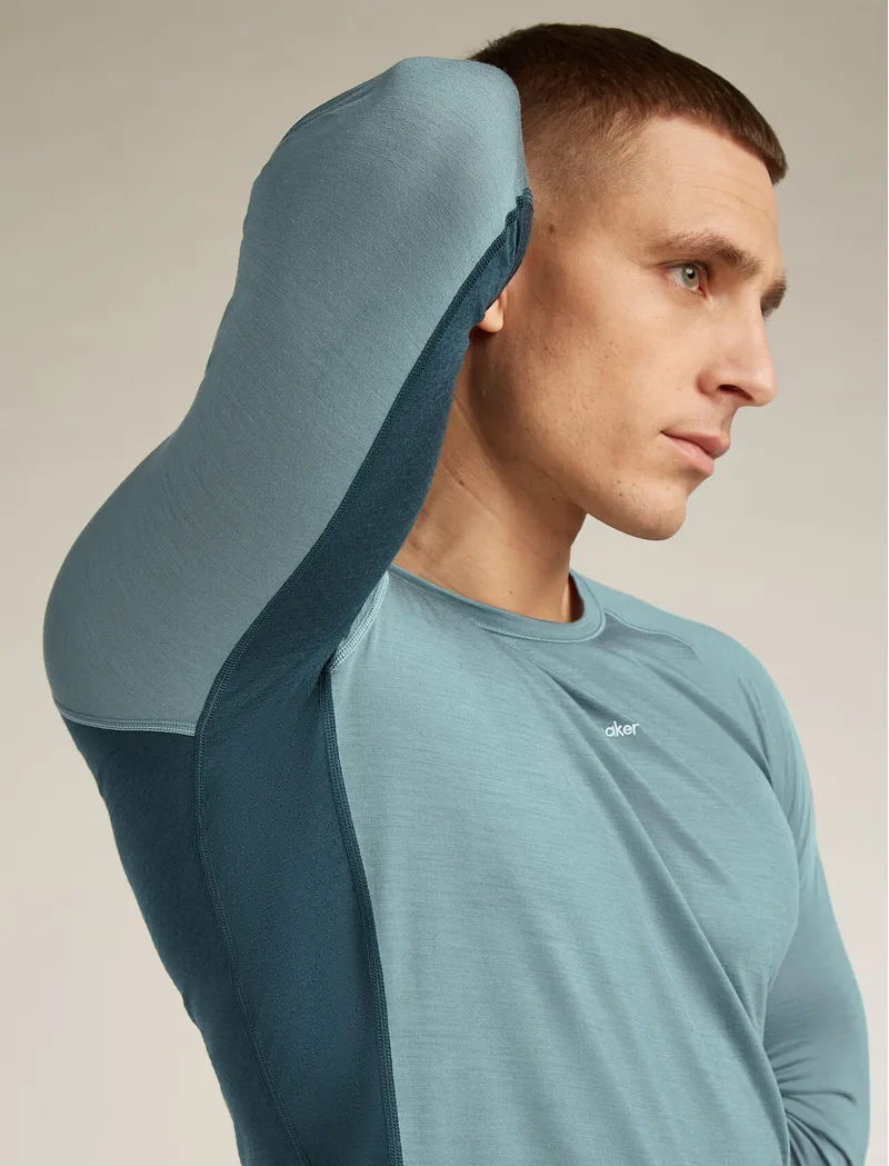 Icebreaker Merino Blend 125 ZoneKnit Long Sleeve Crewe Thermal Top Men's Baselayer in Abyss/Blue Ash-2
