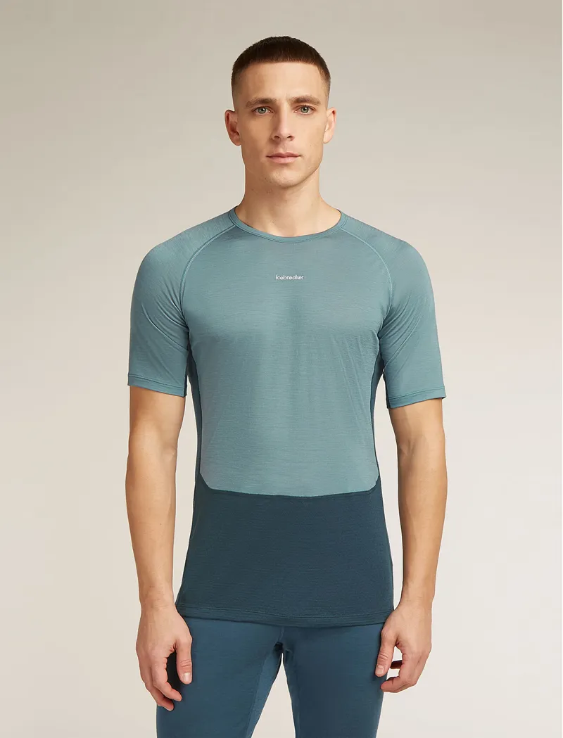 Icebreaker Merino Blend 125 ZoneKnit Short Sleeve Crewe Thermal Top Men's T-shirt in Abyss/Blue Ash