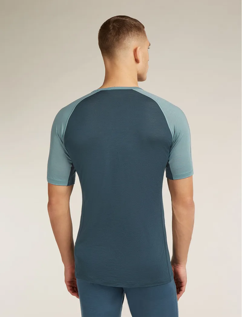 Icebreaker Merino Blend 125 ZoneKnit Short Sleeve Crewe Thermal Top Men's T-shirt in Abyss/Blue Ash-4