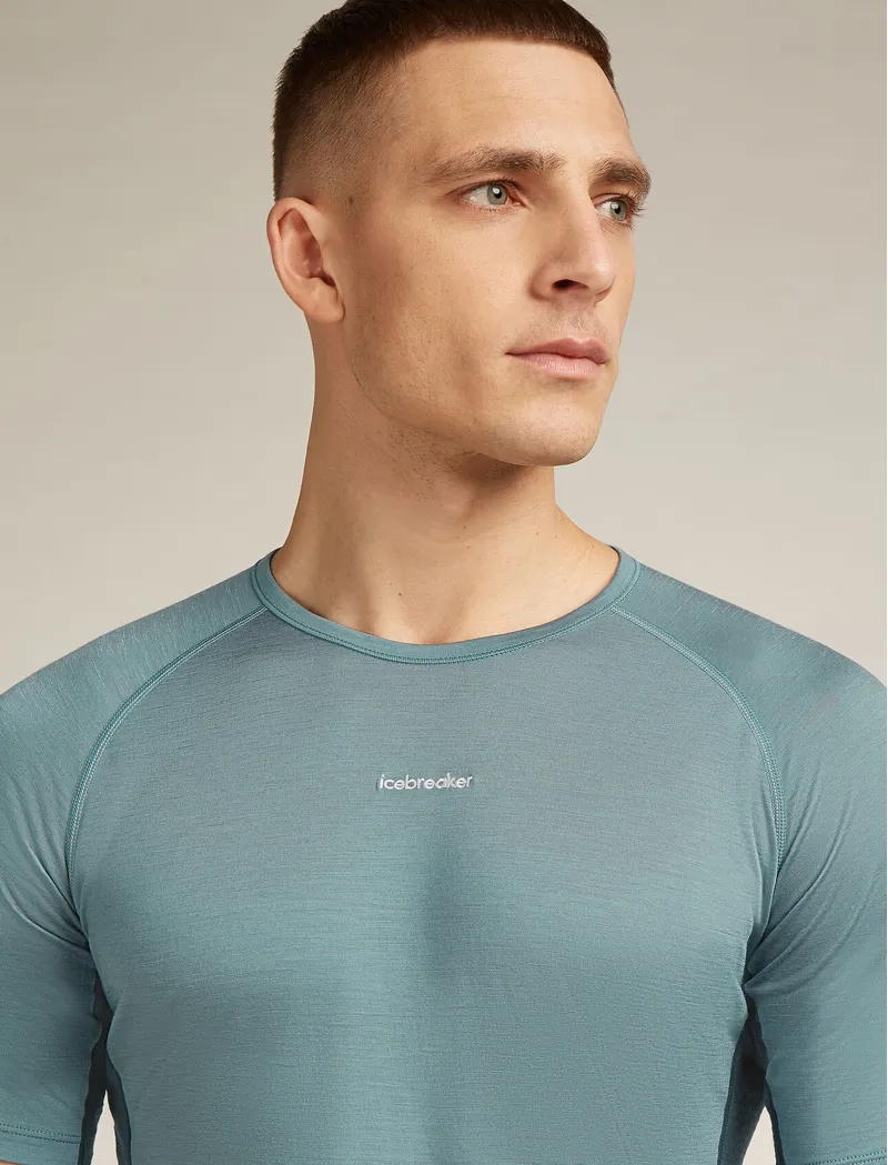 Icebreaker Merino Blend 125 ZoneKnit Short Sleeve Crewe Thermal Top Men's T-shirt in Abyss/Blue Ash-1