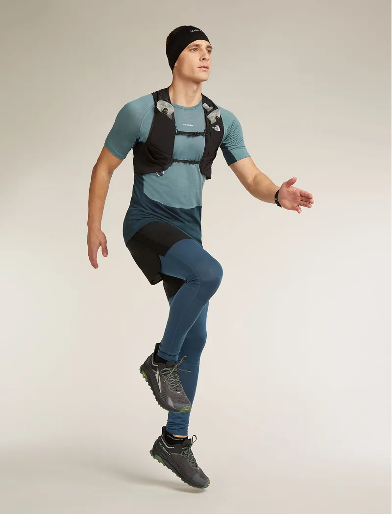 Icebreaker Merino Blend 125 ZoneKnit Short Sleeve Crewe Thermal Top Men's T-shirt in Abyss/Blue Ash-2