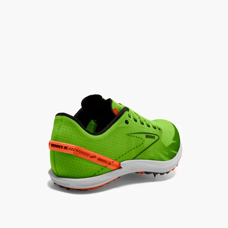 Brooks Draft XC Unisex Running Spike Shoe in Green Gecko/Red Orange/White-6