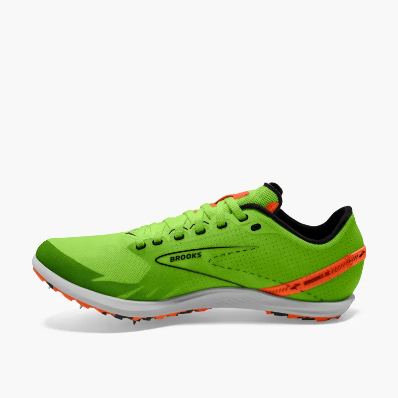 Brooks Draft XC Unisex Running Spike Shoe in Green Gecko/Red Orange/White-3
