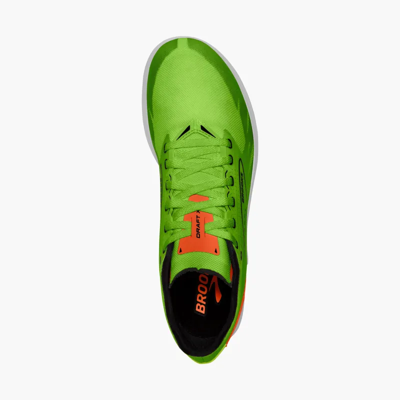 Brooks Draft XC Unisex Running Spike Shoe in Green Gecko/Red Orange/White-2