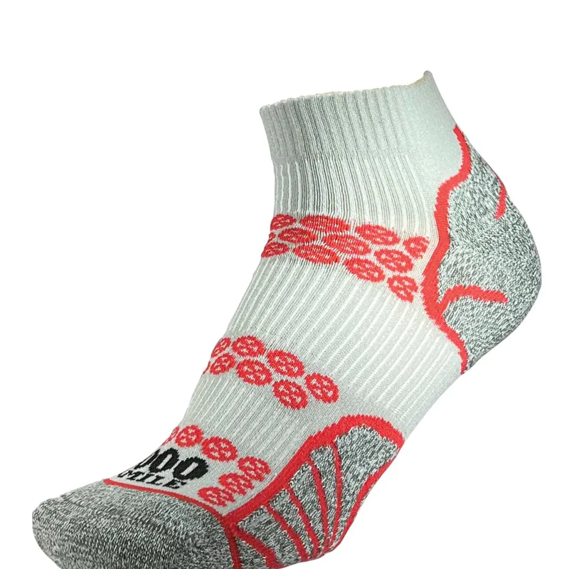1000 Mile Lite Anklet Repreve Double Layer Running Sock in Silver/Red