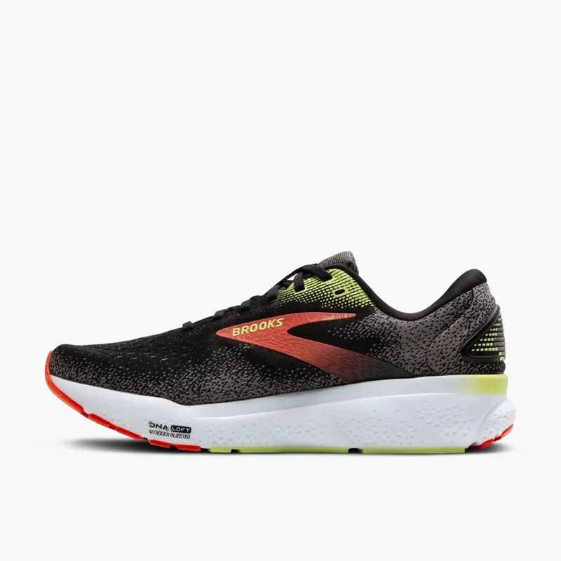 Brooks Ghost 16 Men's Road Running Shoe in Black/Mandarin Red/Green-3