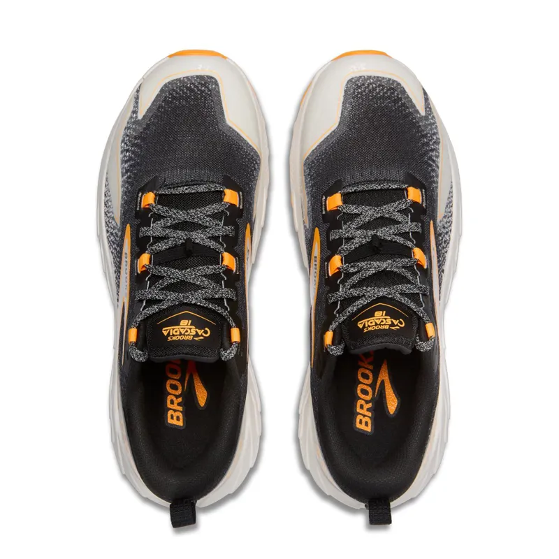 Brooks Cascadia 18 Men's Trail Running Shoe in Black/Blue Wash/Orange-2