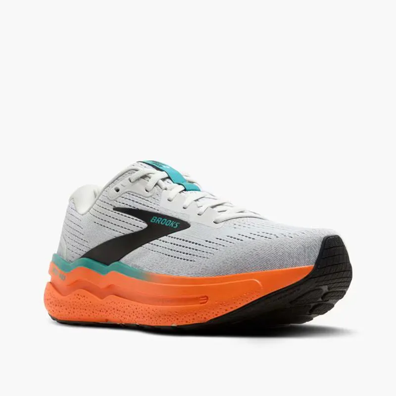 Brooks Ghost Max 2 Men's Road Running Shoe in Oyster Mushroom/Orange/Teal-5