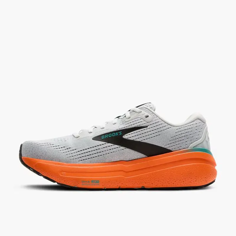 Brooks Ghost Max 2 Men's Road Running Shoe in Oyster Mushroom/Orange/Teal-3