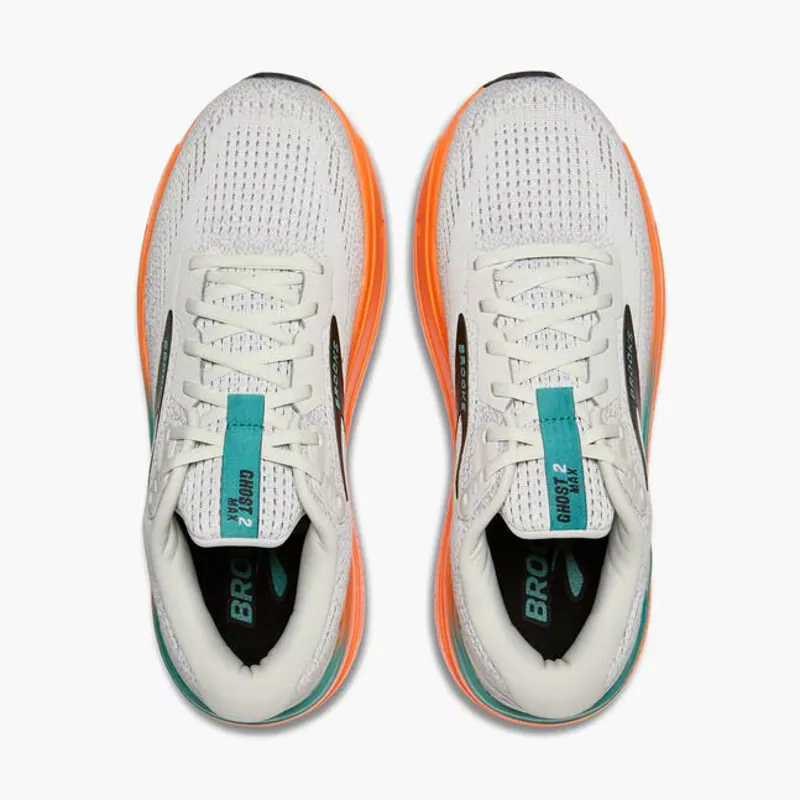 Brooks Ghost Max 2 Men's Road Running Shoe in Oyster Mushroom/Orange/Teal-1