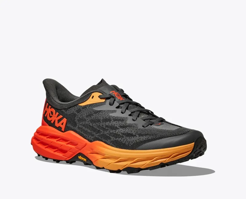 HOKA Speedgoat 5 WIDE Men's Trail Running Shoe in Castlerock/Flame-7