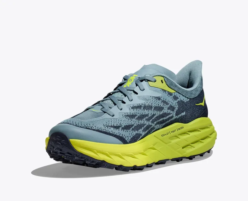 HOKA Speedgoat 5 Men's Trail Running Shoe in Stone Blue/Dark Citron-5