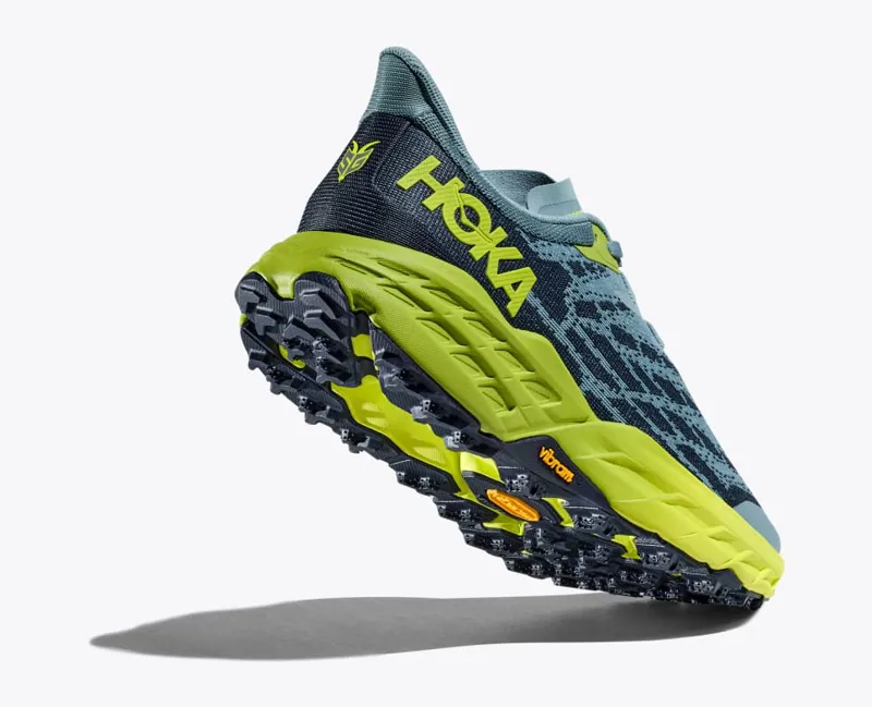HOKA Speedgoat 5 Men's Trail Running Shoe in Stone Blue/Dark Citron-1