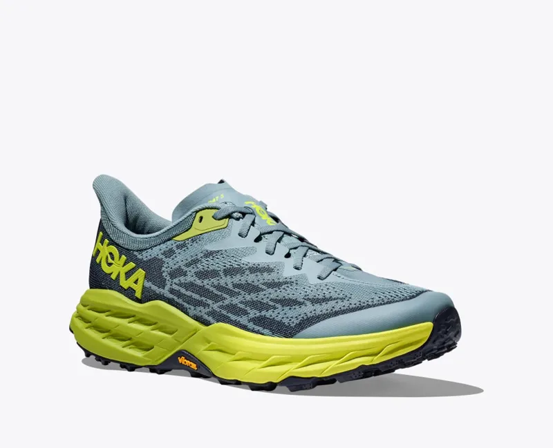 HOKA Speedgoat 5 Men's Trail Running Shoe in Stone Blue/Dark Citron-4