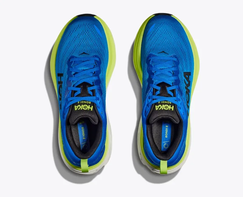 HOKA Bondi 8 Men's Road Running Shoe in Electric Blue/Lettuce-1