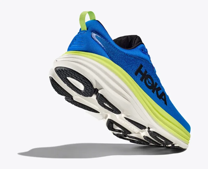 HOKA Bondi 8 Men's Road Running Shoe in Electric Blue/Lettuce-4