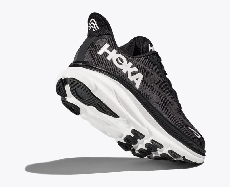 HOKA Clifton 9 Men's Road Running Shoe in Black/White-4