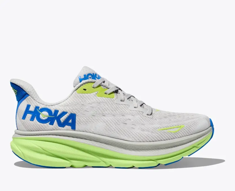 HOKA Clifton 9 Men's Road Running Shoe in Stardust/Electric Cobalt