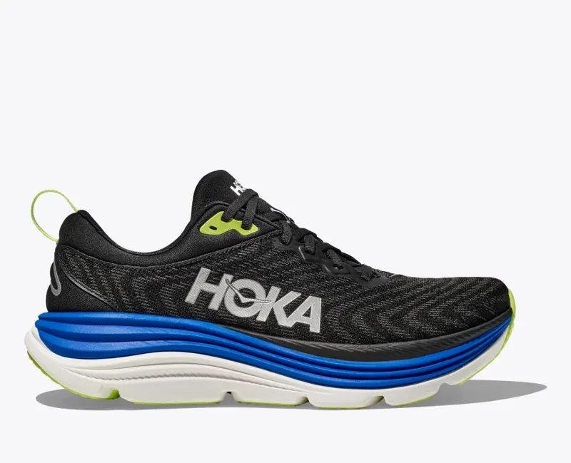 HOKA Gaviota 5 Men's Road Running Shoe in Black/Electric Cobalt