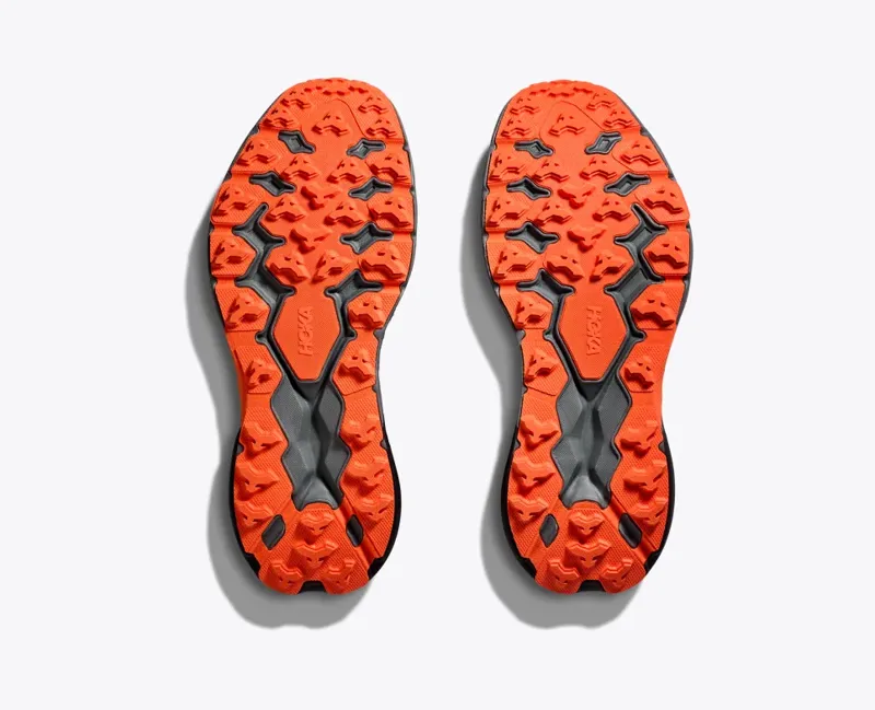 HOKA Speedgoat 5 Kid's Trail Running Shoe in Castlerock/Vibrant Orange-1