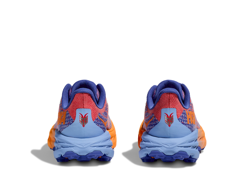 HOKA Speedgoat 5 Kid's Trail Running Shoe in Cerise/Stellar Blue-4