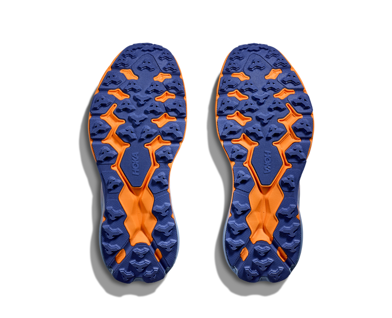 HOKA Speedgoat 5 Kid's Trail Running Shoe in Cerise/Stellar Blue-1