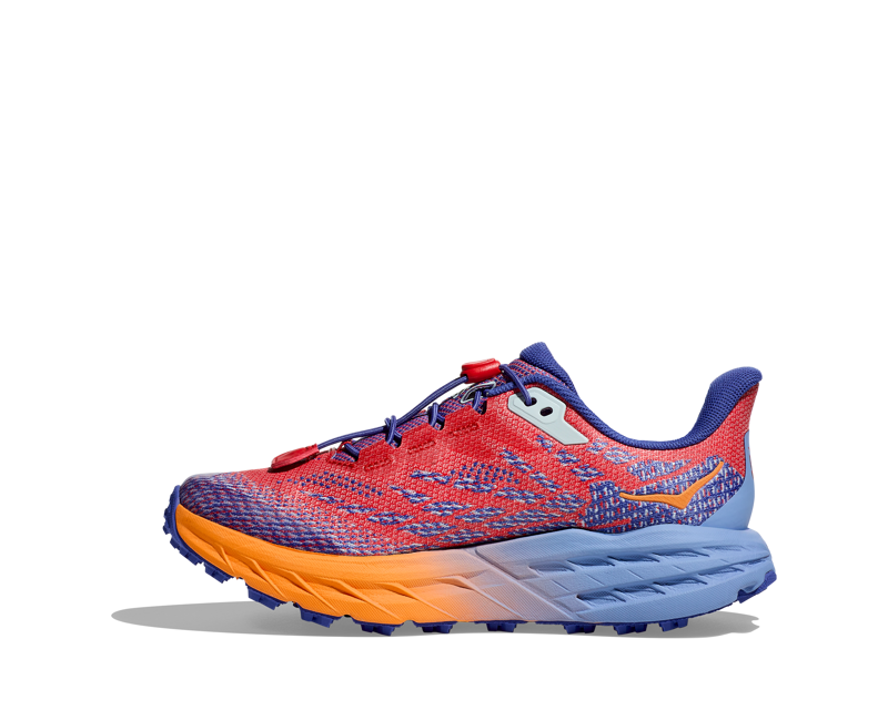 HOKA Speedgoat 5 Kid's Trail Running Shoe in Cerise/Stellar Blue-3